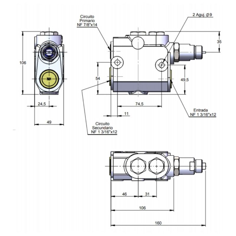 Válvula reguladora de caudal con lengueta